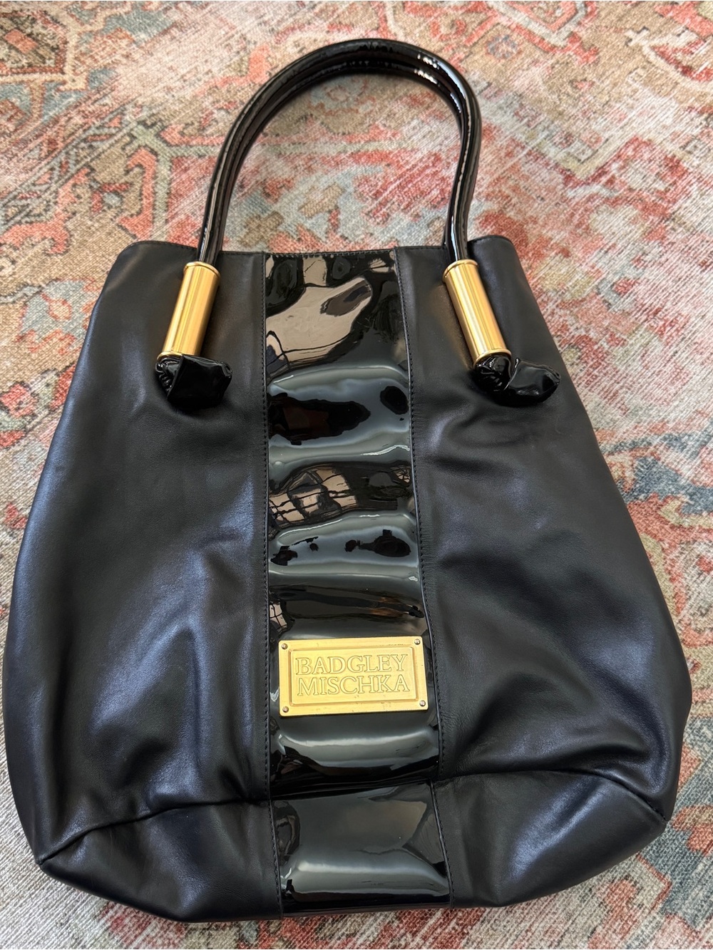 Badgley Mischka Black Tote with Gold Hardware